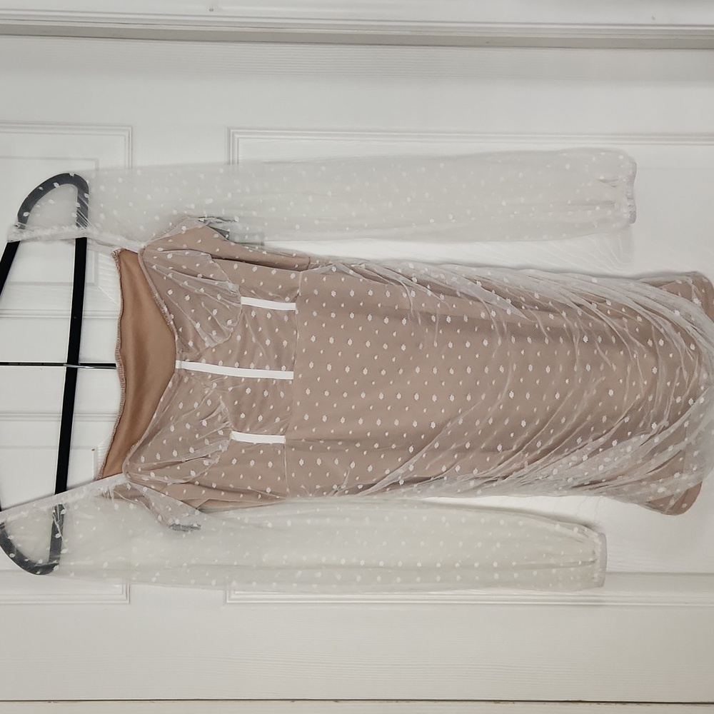 Sheer Polka Dot Off-Shoulder Dress